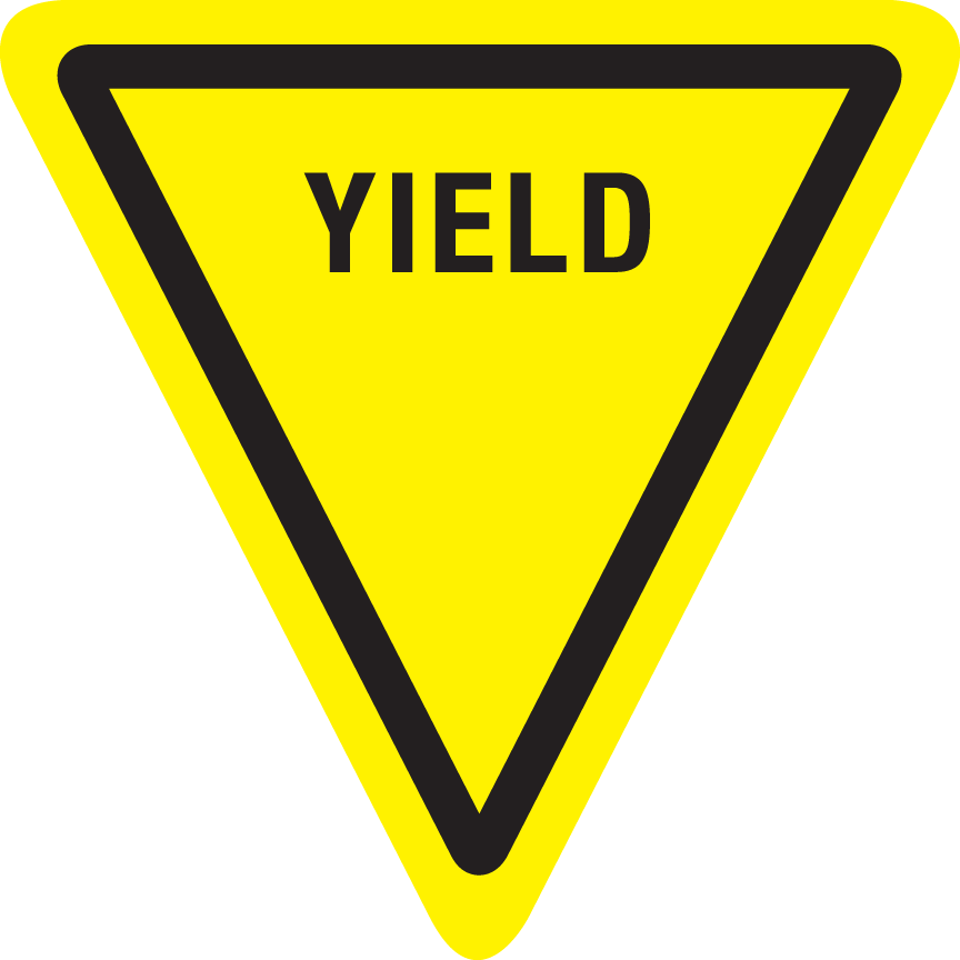 Where are yield signs usually placed?