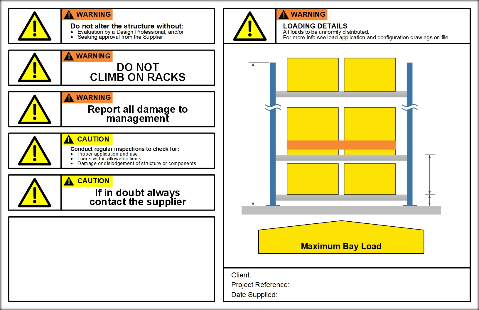 Do I need load capacities displayed on my racks?